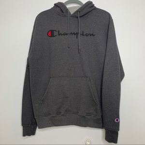 Champion Long Sleeve Dk Grey Pullover Hoodie Size Medium